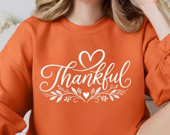 Thankful Shirt Floral PNG, Thanksgiving Autumn Design, Fall Sublimation (Digital Download)