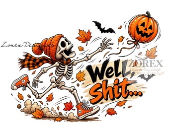 Skeleton Lost Balloon PNG, Funny Halloween Shirt Design, (Digital Download)