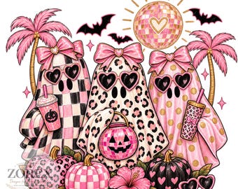 Girly Ghost PNG, Coquette Summerween, Preppy Pink Halloween (Digital Download)