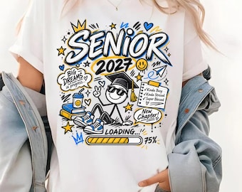 Senior 2027 PNG, Graduation Shirt Design, New Chapter Loading, Y2K Graduate Digital Download
