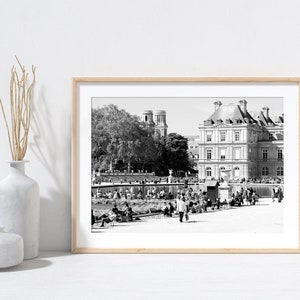 Paris Print, Luxembourg Gardens, Francophile Gift, Black and White Art Print, Paris Photography, Wall Art, Home Decor, Travel BW
