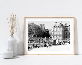 Paris Print, Luxembourg Gardens, Francophile Gift, Black and White Art Print, Paris Photography, Wall Art, Home Decor, Travel BW
