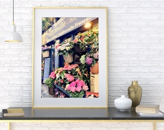 Paris Photography, Left Bank Floral Shop, Art Print, Wall Art Home Decor, France Photo, Francophile Gift Parisian Flowers