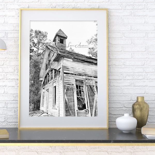 Abandoned Church Southern Georgia Fine Art Photography Home Decor Photography Wall Art Historic South Black and White