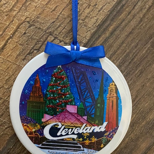 Cleveland Skyline Christmas Ornament Cleveland Ohio Etsy