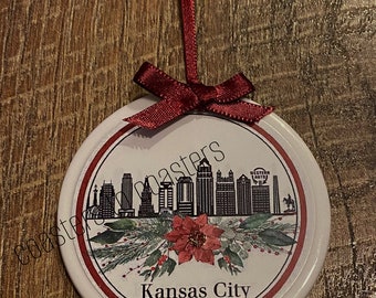 Kansas City Poinsettia Skyline Ornament