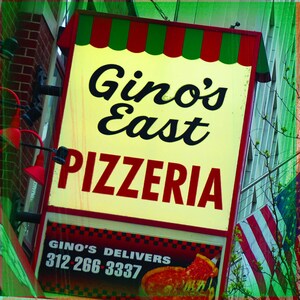 Chicago Coaster Collection: Gino&#39;s East Pizzeria (single stone tile coaster)