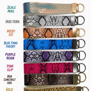 A Reptile Dysfunction - Faux Leather Wristlet Keychain - Snake Python Crocodile Print Key Fob Gift for Her or Him