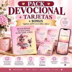 30-Day Devotional Pack to Draw Closer to God: Devotional + 30 Editable Printable Canva Cards (Commercial License, Bible Verse)