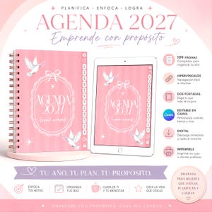 Agenda Digital en Español 2027 Agenda con enlaces a GoodNotes Agenda Imprimible en PDF Editable en Canva Agenda 2027