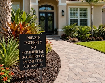 Florida No Commercial Soliciting Yard Sign Legal | 4mm Corrugated Plastic