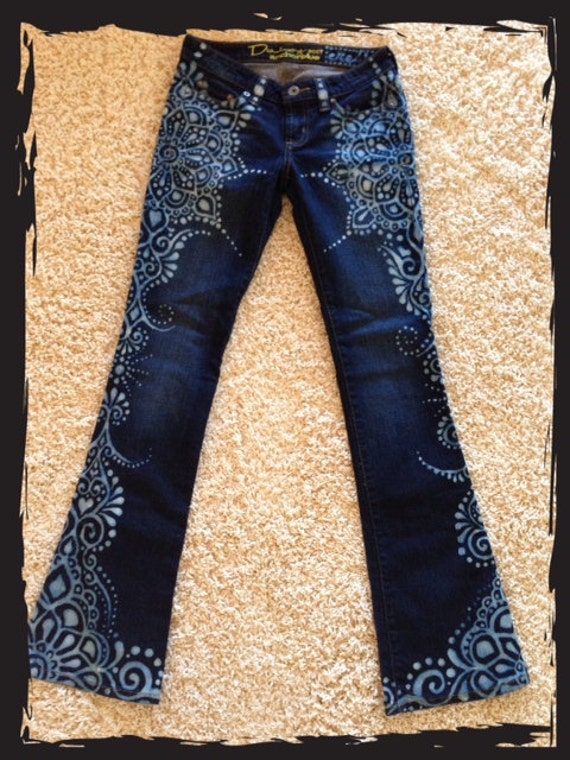 Mandala Design on Upcycled Jeans | Etsy 