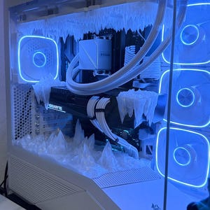 Decoração para Gabinete de PC com Tema de Gelo – Decoração de Configuração de Jogos de Inverno Impressa em 3D