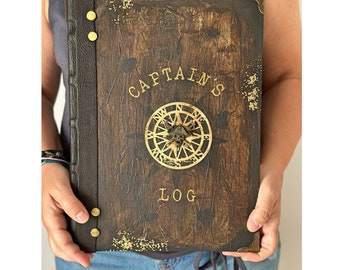 XL Pirate nautical travel journal, Captain's log, travel diary book, travelogue, travel scrapbook, gift for sea lover, Pirate Guestbook Gift