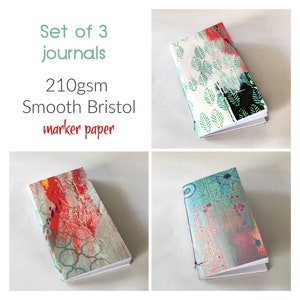Ensemble de 3 carnets avec marqueurs, papier bristol lisse 210 g/m²/90 lb, recharge de plaquettes TN, petit carnet de croquis pour stylo gel, marqueur, encre, carnet de poche