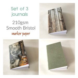 Ensemble de 3 carnets avec marqueurs, papier bristol lisse 210 g/m²/90 lb, recharge de plaquettes TN, petit carnet de croquis pour stylo gel, marqueur, encre, carnet de poche