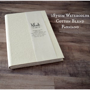 Cotton Watercolor Hardcover Sketchbook, Organic Travel Notebook, Artist Blank Book, Art Journal with 285 gsm (130 lbs) Fabriano Cotton Blend