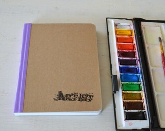 Small Journal Sketchbook with Fabriano Watercolor Paper, Hardcover Customizable Art Journal for Mixed Media Artists, Diary Notebook Gift