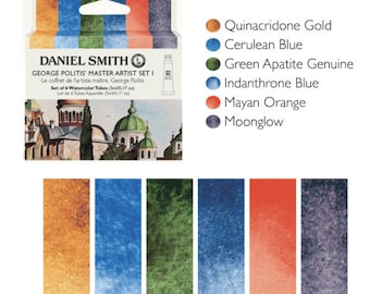 Daniel Smith Watercolor Set George Politis Master Artist Set I, Set of 6 professional paint tubes, Landscape Urban Sketcher Gift for artist