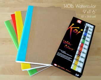 Diario artístico grande de acuarela, cuaderno de bocetos para artistas con papel Fabriano de técnica mixta de 140 lb, libro en blanco de Illustrator, diario de tapa dura personalizable.