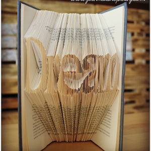 Personalized folded book for gift. Βookfolding art with your name or word, book art gift, book folding gift for wedding decor, bookish gift