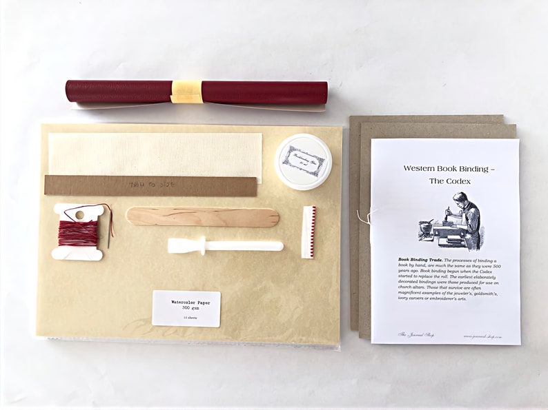 DIY bookbinding kit to make your own journal book diary with instructions of binding, Make your Book kit, Book Binding Supplies kit image 8