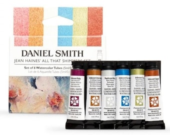 Daniel Smith Acuarela 6 colores Set All That Shimmers de Jean Haines, Tubo iridiscente y perlado de 5 ml, Regalo para artista acuarelista