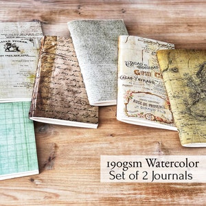 Set di 2 diari ad acquerello, ricarica taccuino da viaggio, piccolo quaderno di schizzi per diario d'arte, taccuino tascabile, inserto Midori regalo di viaggio per artista