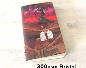 Pocket Journal Sketchbook with 300gsm Smooth Bristol paper, Slim Travelers Notebook TN Insert, Travelogue Journal Refill, Gift for Artist