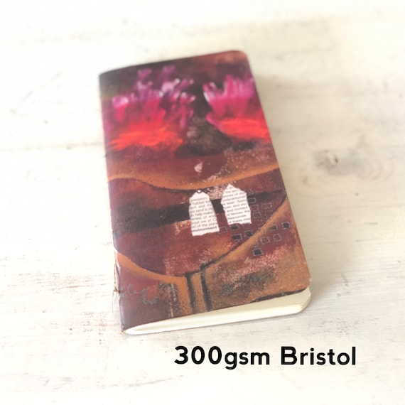 Pocket Journal Sketchbook with 300gsm Smooth Bristol paper, Slim Travelers Notebook TN Insert, Travelogue Journal Refill, Gift for Artist