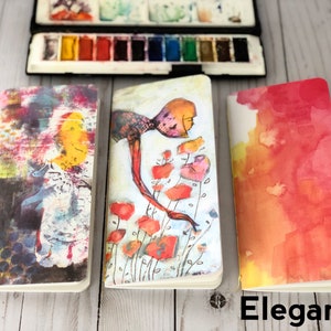 Set of 3 Watercolor Journals Sketchbooks, Travelers Notebook Refill Insert, Pocket Art Journal, Gift for Artist, Backpack Journal for her