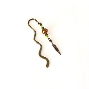 Metal bookmark gift for book lovers, Beaded bookish page marker, Book Jewelry gift for office teachers, planner charm booklover gift idea