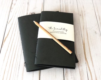 Small Sketchbook with Black Pages, TN or Cahier Insert Refill with Black Drawing Paper Pocket Black Booklet for White Drawing Creative Gift