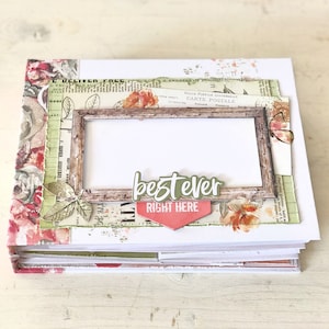 Álbum de fotos de tapa dura en un estilo romántico floral vintage, regalo de reliquia familiar para ella, diario basura decorado, álbum de recortes del diario de vacaciones