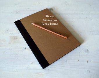 Quaderno da disegno in carta nera, diario con copertina rigida e pagine nere, album di ritagli nero, regalo per artisti e creativi