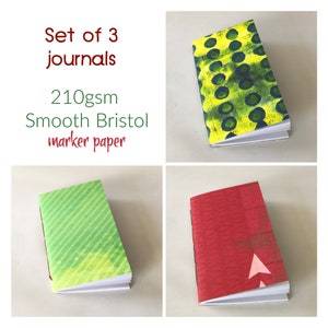 Set of 3 marker Journals with 210gsm/90lbs smooth Bristol Paper, TN Insert Refill, Small Sketchbook for gel pen,marker, ink, Pocket Notebook