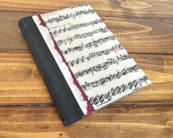 Handmade Artist Journal Sketchbook with Hahnemuhle Bamboo Mixed Media Paper. Hardcover Pocket Notebook Diary book with Lokta music sheet