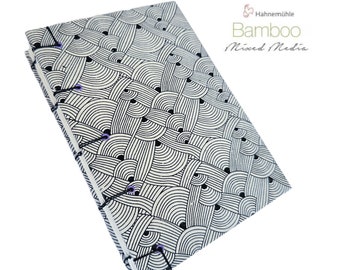 Mixed media Journal Sketchbook with Hahnemühle Bamboo Eco paper, Hardcover Lay flat Coptic Notebook, Creative Gift for artist, writer, poet