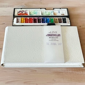 Quaderno da disegno per diario d'artista con copertina rigida vuoto con carta Fabriano Artistico per acquerello in cotone 100% da 300 g/m² in formato orizzontale, album di ritagli di viaggio