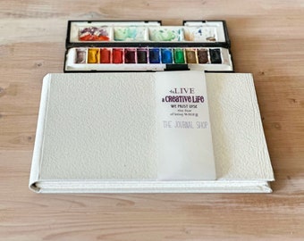 Cuaderno de bocetos de artista de tapa dura en blanco con papel Fabriano Artistico 100 % algodón de 300 g/m² para acuarela en formato horizontal, álbum de recortes de viaje