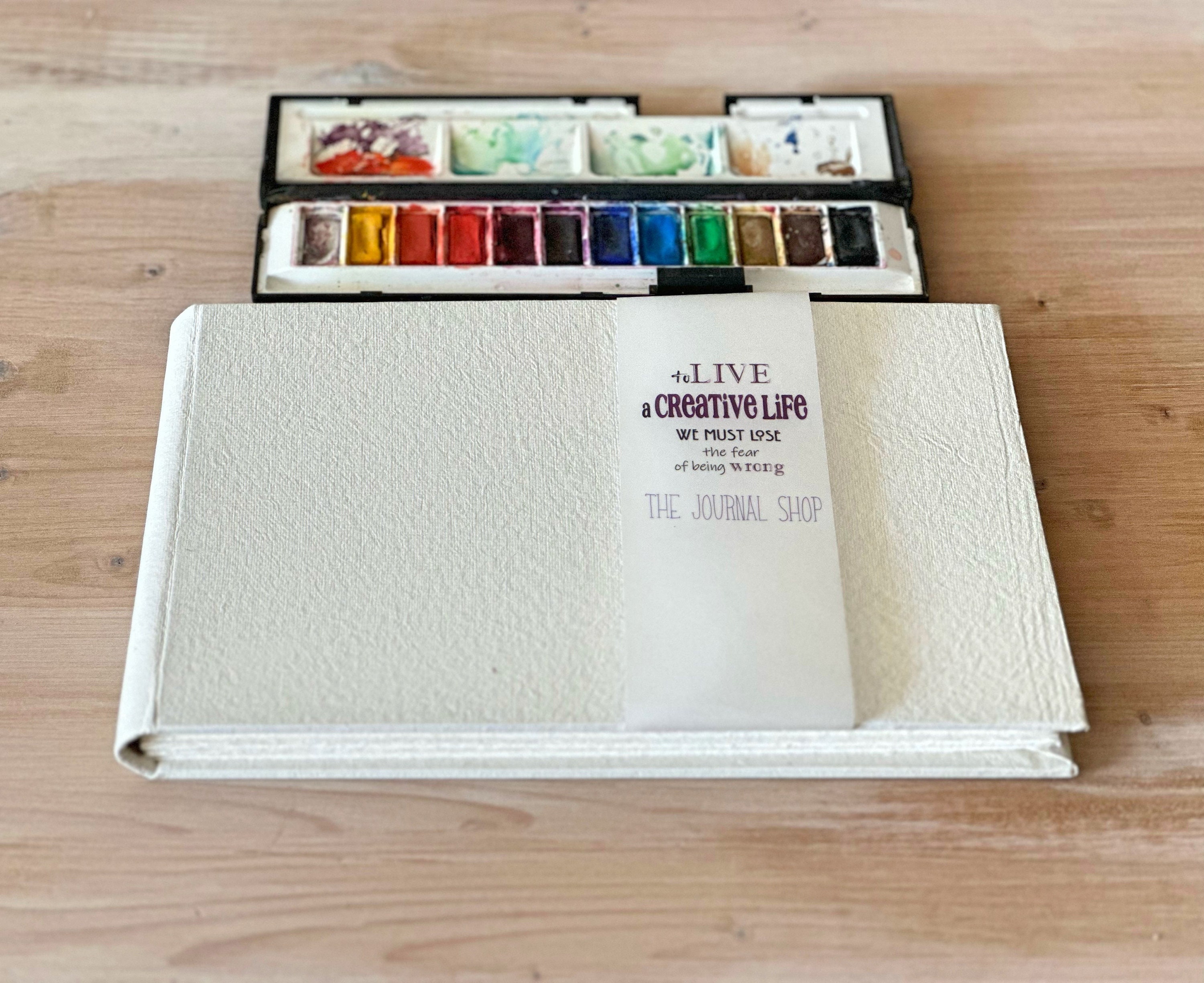 Pocket Cotton Watercolor Sketchbook, Small Travel Field Journal With 140lbs  Fabriano Artistico Hot Pressed Extra White & PL Leather Cover 