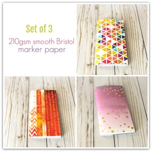 Set van 3 tijdschriften met folie en glad bristolpapier van 210 g/m², TN-vulling, klein schetsboek voor gelpen, marker, pocketnotitieboekje