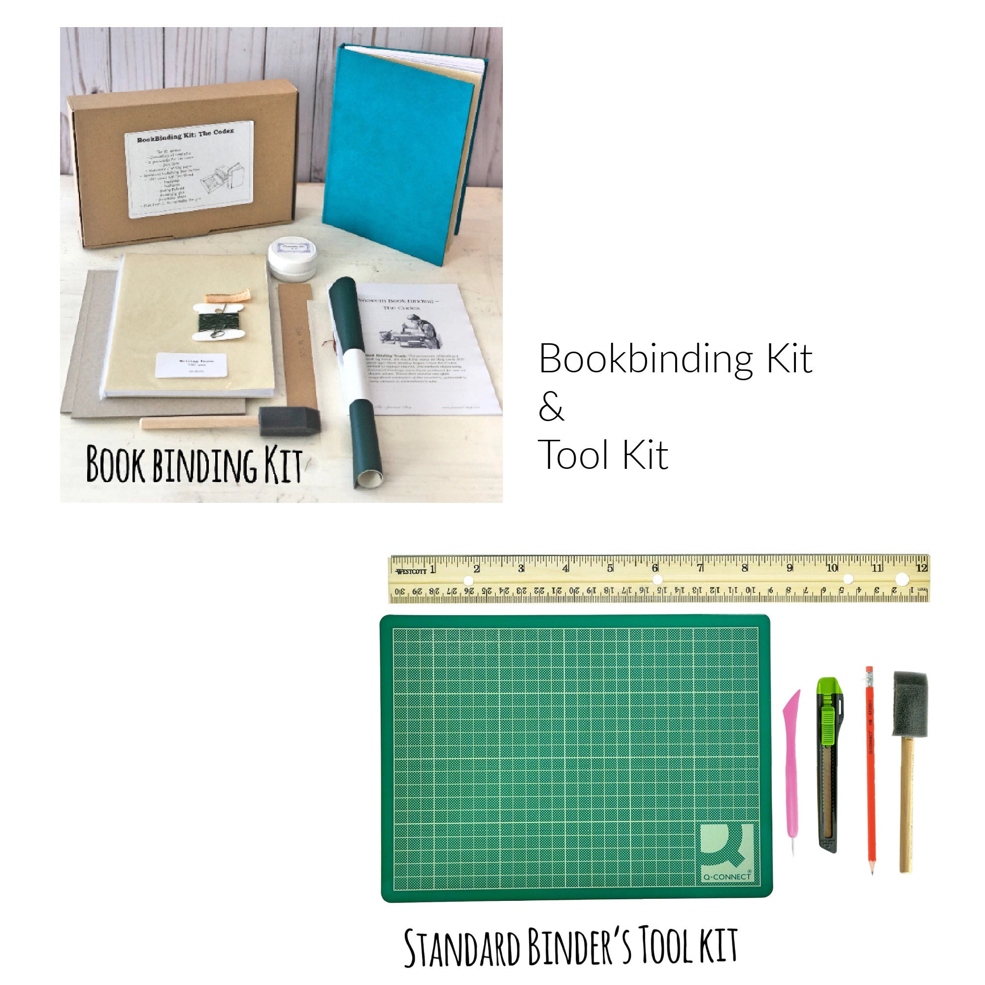 thumbnail: Handmade Book Binding Kit - Portable Rebinding Tool Set Met Awl, Curved Binder, Draad & Handleiding