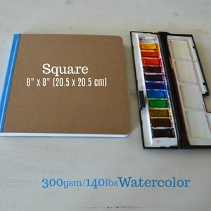 Szkicownik Square Art Journal, twardy notatnik artystyczny z papierem Fabriano mixed media o gramaturze 300 g/m2 - Wybierz rozmiar, prezent dla Illustratora Journal