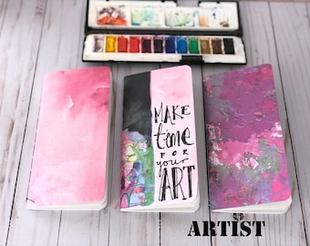 Journal Bundle 140gsm Fabriano Watercolor, Travelers Notebook Refill Inserts, Pocket Sketchbook, Office Gifts for artists, Mini Art Journal