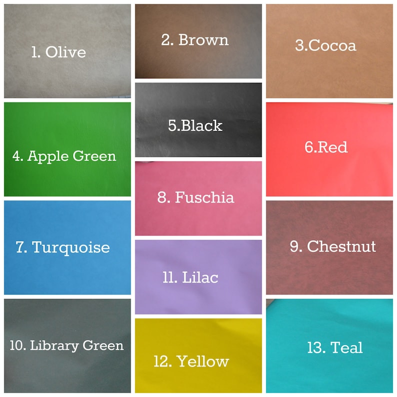 Puede incluir: Una carta de colores con 13 colores diferentes, etiquetados con n&uacute;meros y nombres. Los colores incluyen oliva, marr&oacute;n, cacao, verde manzana, negro, rojo, turquesa, fucsia, casta&ntilde;o, lila, verde biblioteca, amarillo y azul verdoso.
