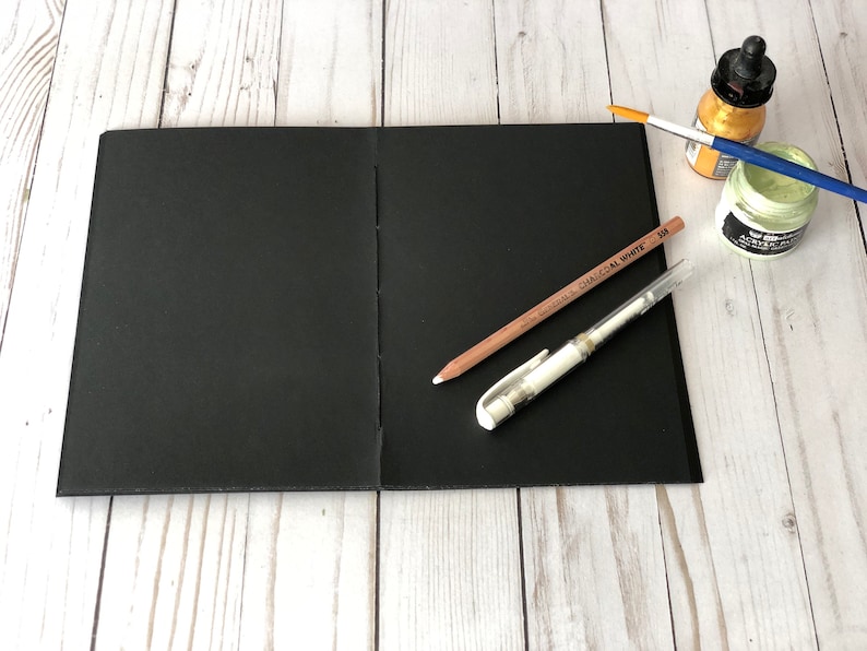 A5 Black Sketchbook Drawing Notebook with 310gsm Black Paper Etsy