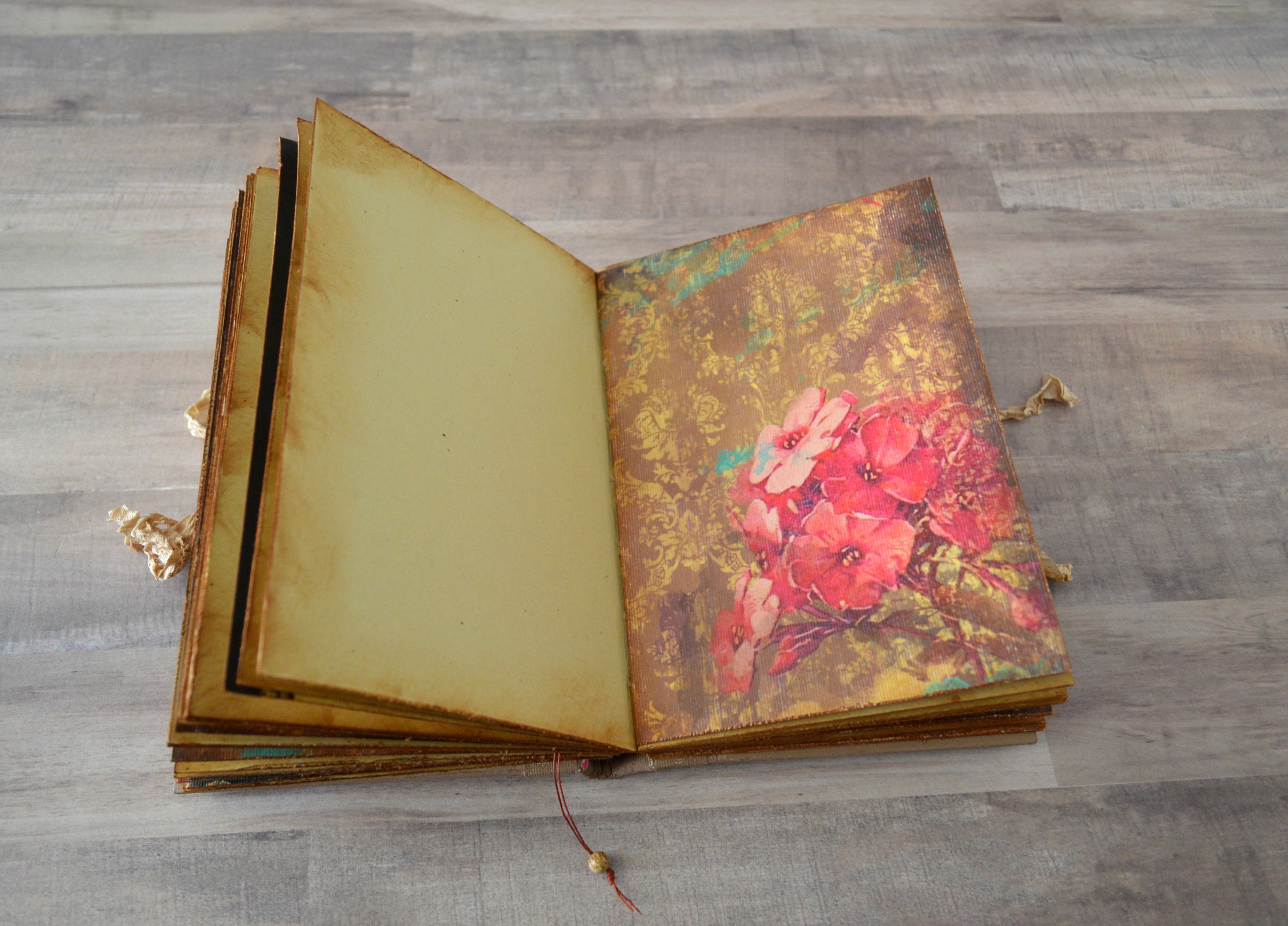 Vintage Journal Diary with decorated pages Shabby Old White Etsy