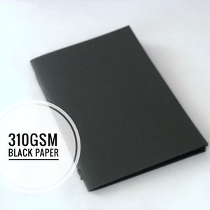 Quaderno da disegno A5 con carta nera da 310 g/m², inserto Cahier, libretto tascabile nero per carboncino bianco, gesso, penna gel