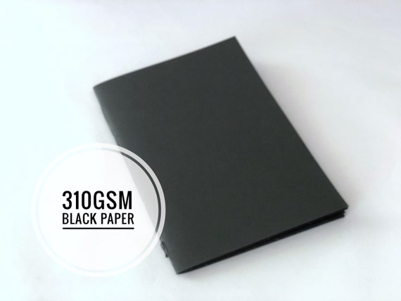 A5 Black Sketchbook Drawing Notebook With 310gsm Black Paper, Cahier Insert  Refill, Pocket Black Booklet for White Charcoal, Chalk, Gel Pen 